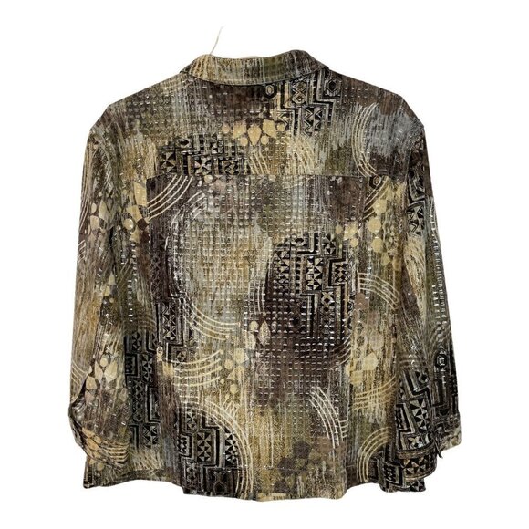 N TOUCH Women's Clear Sequin Zippered Jacket Top Size 14 Multicolor Abstract EUC - Picture 13 of 14